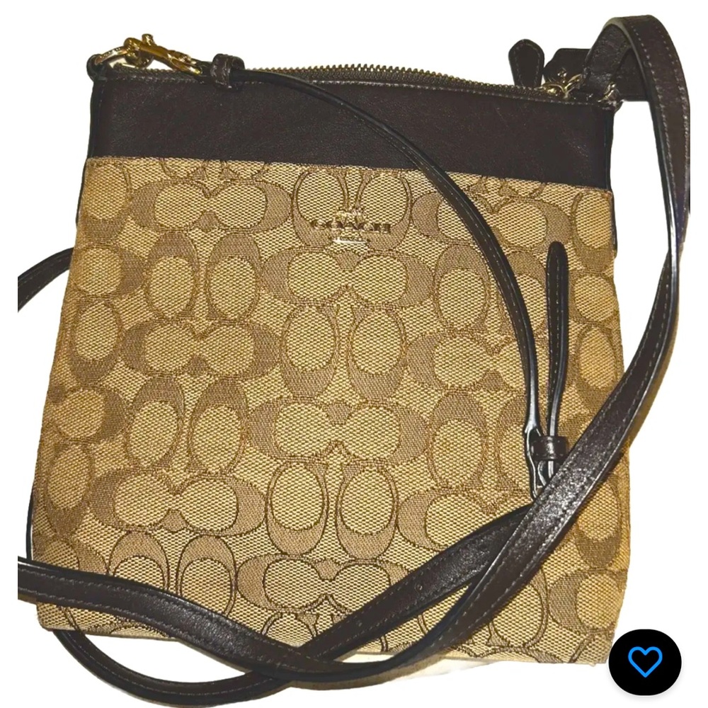 COACH SIGNATURE OUTLINE CROSSBODY/SHOULDER BAG LEATHER STRAP & TRIM SIZE Medium